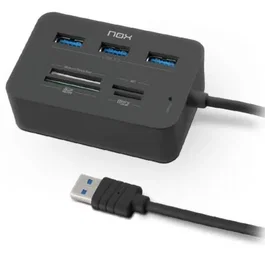 Nox Lite Reader One Hub USB 3.0 y Lector de Tarjetas Negro